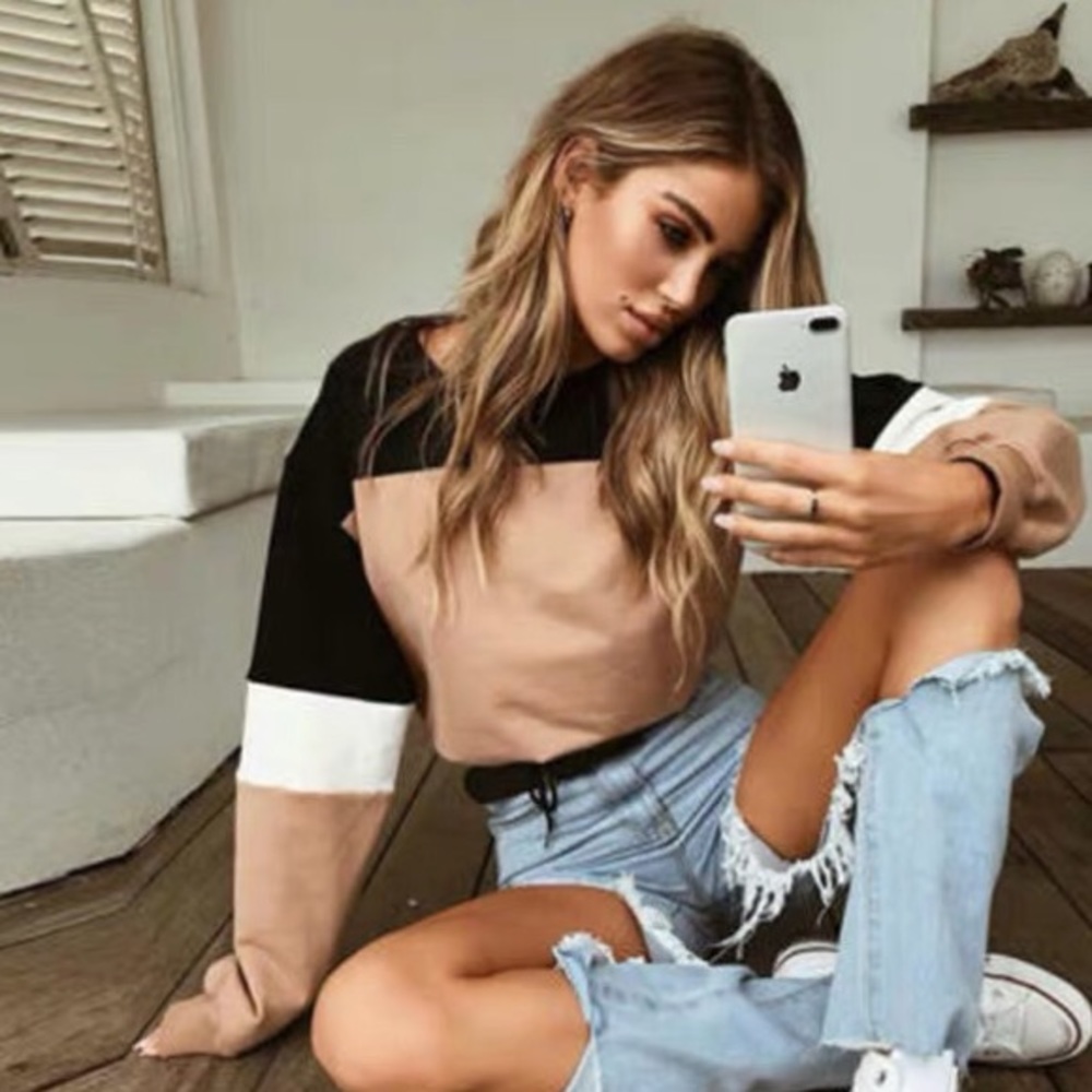 Colorblock pullover crop top